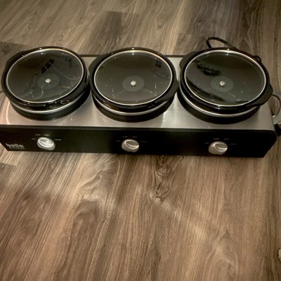 Bella Kitchen Triple Slow Cooker Buffet Server 3 Pots, Adjustable, 4-Setting