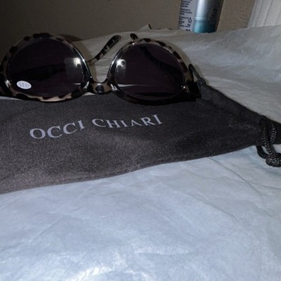OCCI CHIARI Round Lightweight Tortoise Shell Sunglasses Purple Lens Women