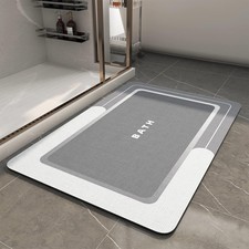 MontVoo-Bath Mat-Bathroom Mat Rug Non 2 apos;3 x 1 apos;5 Rectangular , Grey