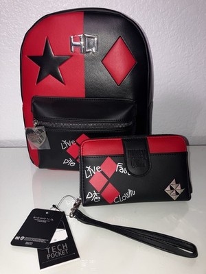 Bioworld Harley Quinn  Live Fast Die Clown  DC Comics Mini Backpack & Wallet New