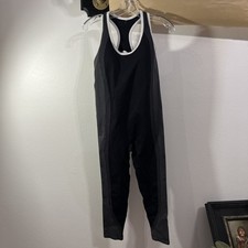 Fabletics Seamless Fusion Jumpsuit 7/8 Black/gray White Size Medium Racerback