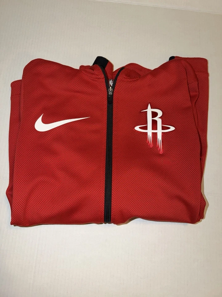 Толстовка с капюшоном Nike NBA Houston Rockets Showtime Dri-Fit красная на молнии маленькая подлинная - Изображение 2 из 4