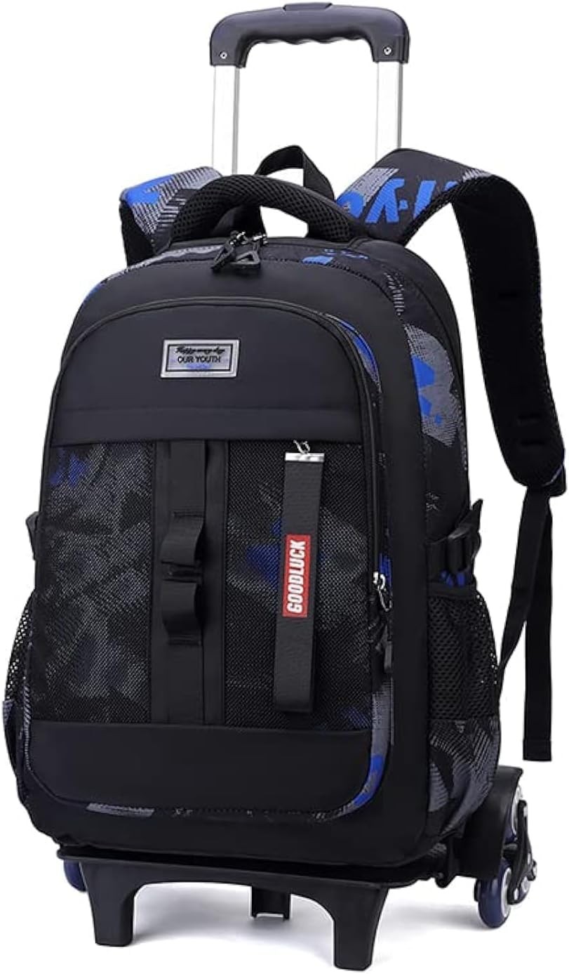 Camo Rolling Backpack for Boys Kids Backpack with 6 Wheels W