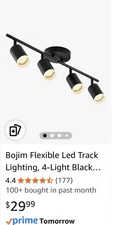 Bojim Flexible Led Track Lighting, 4-Light Black Track Lighting Fixtures Ceil...