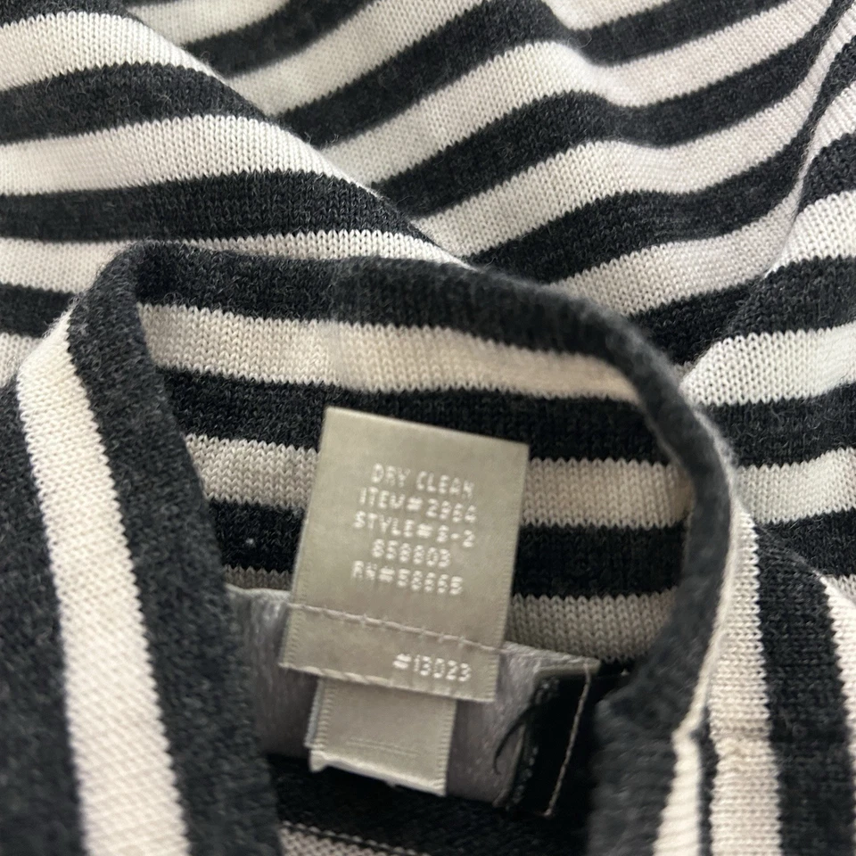 Top tejido de colección Nordstrom para mujer S lana merino negro blanco a rayas cuello tortuga Foto 4 de 4