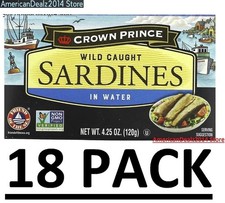 18 PACK - Crown Prince Natural, Wild Caught Sardines In Water, 4.25 oz Each