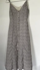 Sienna Sky Maxi Dress Sz Small Leopard Print Button Up Belt Waist Roomy Flowy