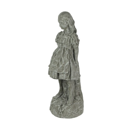 Alice in Wonderland Light Gray Finish Solid Cement Statue 19.5 Inches High - Picture 2 of 5