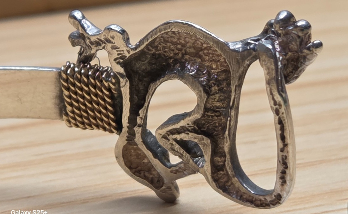 Caribbean Lizard Hook Bangle Sterling Silver & 14… - image 8