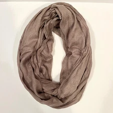 EXPRESS Women's Metallic Taupe-Color Solid Print Infinity Scarf  (ONE SIZE)