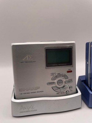 Sharp MD-DR7-A+MD-DR7-S Set Lot of 2 Portable MiniDisc