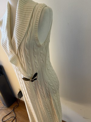 Calvin Klein Ivory Sleeveless Cable knit Sweater Dress Size Large L