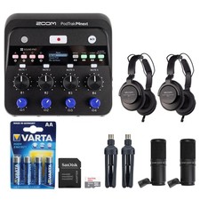 Zoom PodTrak P4 Portable Podcast Recorder Bundle 32GB SD ZDM-1 Mic Stand