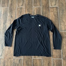 Mens Carhartt Force Long Sleeve Pocket T-Shirt Relaxed Fit Black Size 2XL XXL