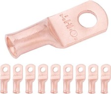 10pcs 8 AWG 10 Stud Battery Lugs Heavy Duty Ring Terminals Bare Copper Eyelets