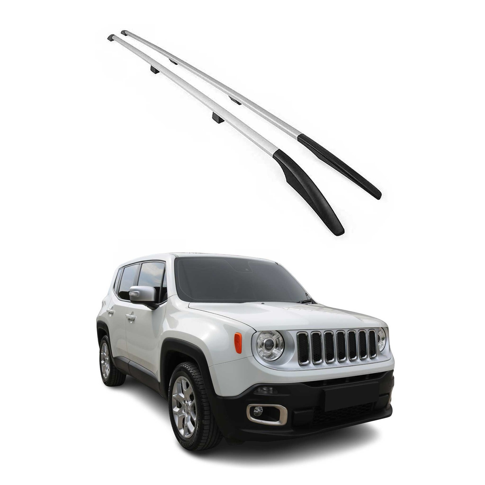 Barres de toit Jeep Renegade 2014-2024 en aluminium gris pour vos road trips