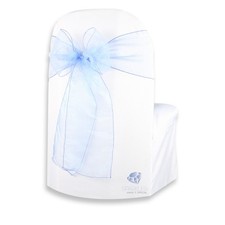 50 pcs Organza Chair Cover Bow Sash 108"x8" - Light Blue - Wedding Party pk