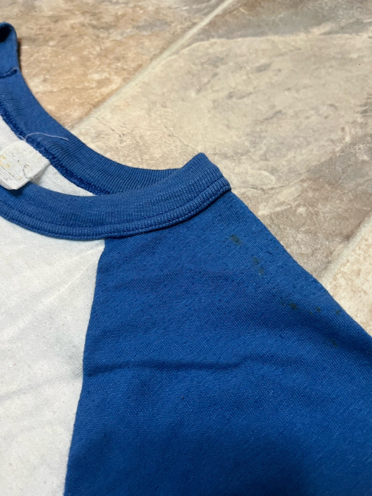 Rare Vintage 80s NBC Proud Peacock Raglan Tshirt Small Original Logo TV Blue image 4