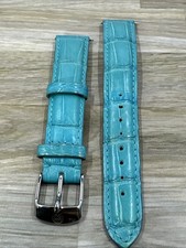 Genuine Michele 16MM-14MM Teal Blue Alligator Watch Band Strap Made In France