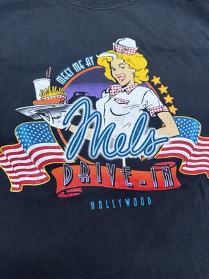 Mel's Drive In Hollywood CA  Black Crew  Made In USA Medium