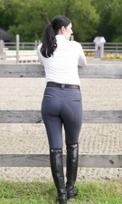 KL Select Gabrielle Knee Patch Breech - Slate/Espresso
