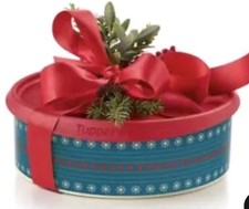 Tupperware Christmas Cookie Canister Easy Open Easy Close Red Air Tight Seal NEW