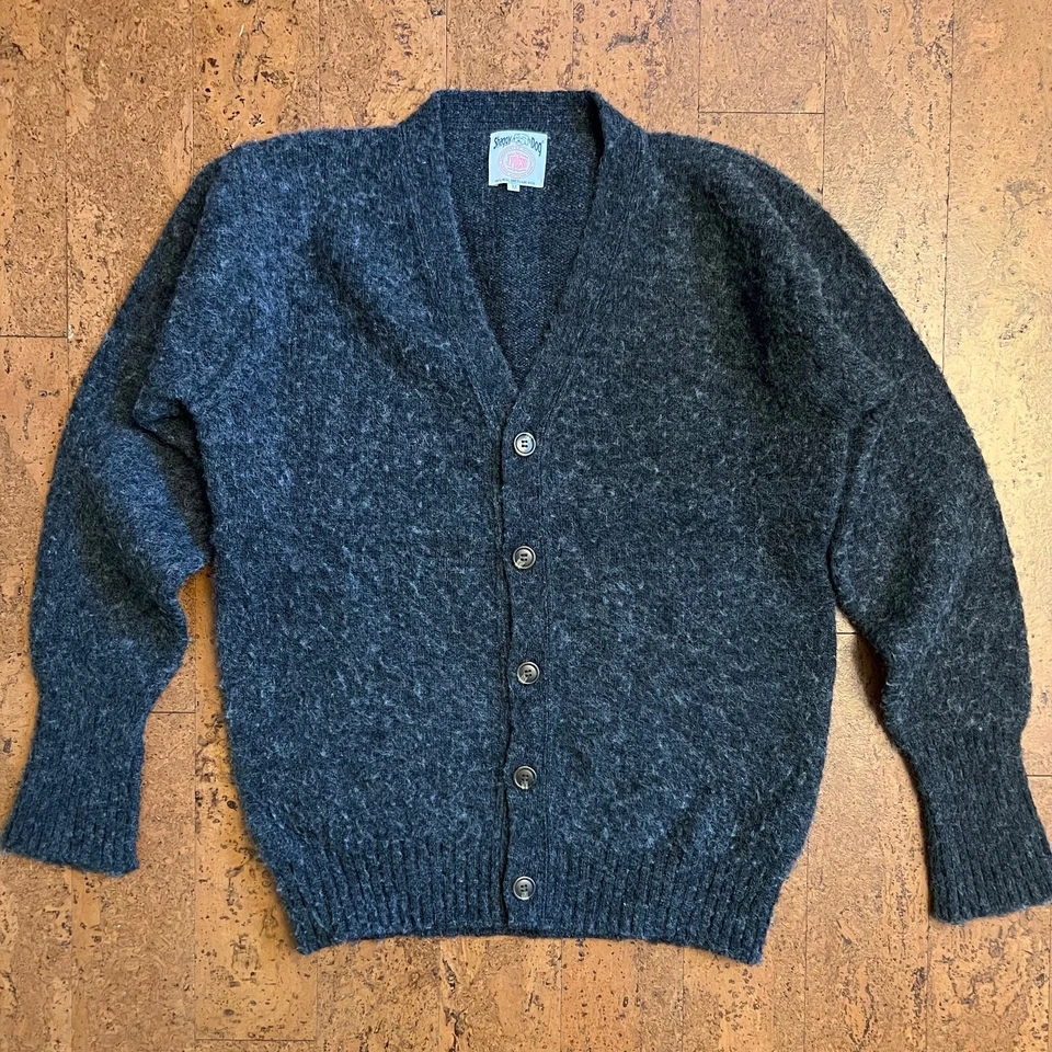 J. Press - Cárdigan Shaggy Dog 100% Lana Shetland - Hecho en Escocia, Talla M Foto 2 de 4