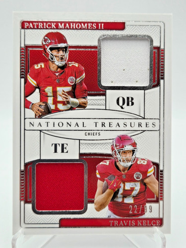 2024 National Treasures Patrick Mahomes Travis Kelce Gear Dual Patch /99 Chiefs
