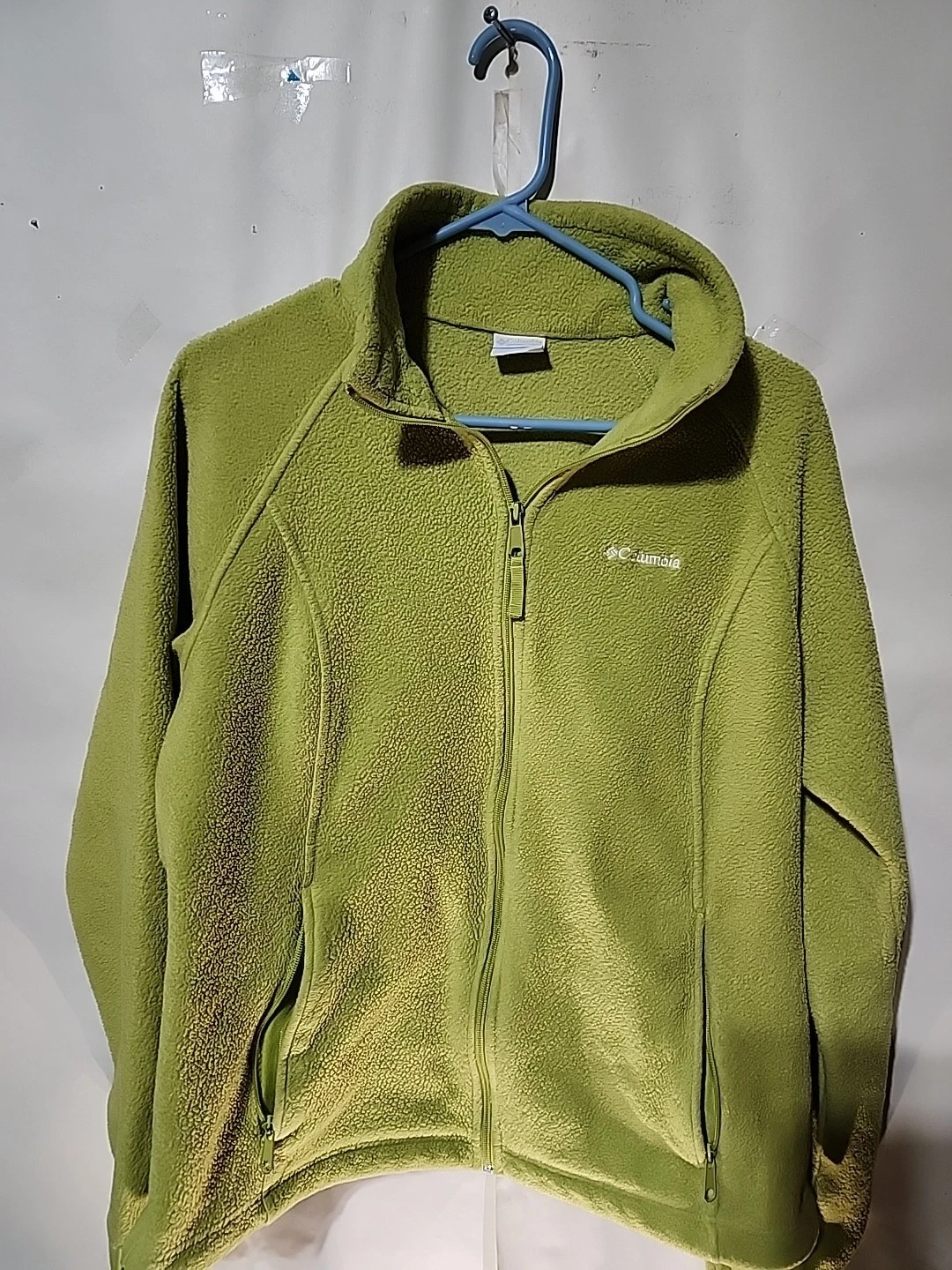 Columbia Full Zip Fleece Jacket Green Size Xl P2p 24" Length 25"