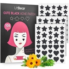 Acne Patch Pimple Patch, Black Star Heart Shaped Acne Absorbing Cover Patch...