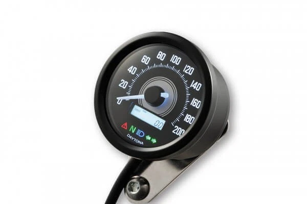 DAYTONA Digitaler Tacho VELONA 200 km/h Gehäuse Ø60mm schwarz mit Halter LED-Bel - Bild 2 von 2