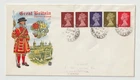27/8/1969 UK GB FDC - 1s Se-tenant Stamp Coil - Beefeater - Colchester CDS #2