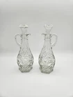 Vintage ANCHOR HOCKING Star of David Oil/Vinegar Bottle Cruets Set of 2 W Tops