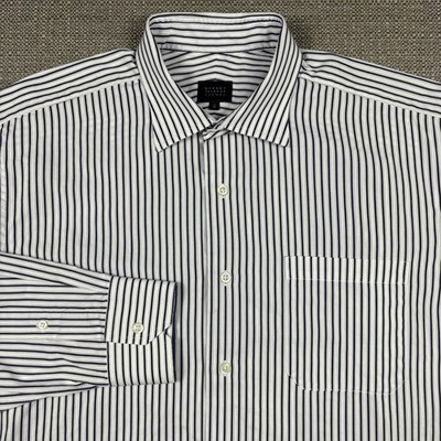 Robert Talbott Carmel Men's Shirt 17 - 35 Long Sleeve Blue White Striped Cotton