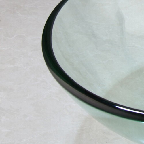 US 17" Bathroom Vessel Sink Clear Tempered Glass Basin Waterfall Spout Mixer Tap - Picture 7 of 7