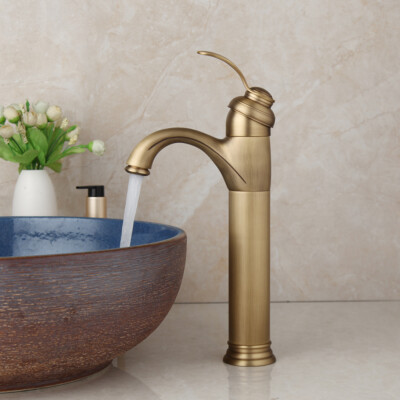 1 Handle Spout Antique Brass Swivel Bathroom Sink Vessel Faucet - View #4