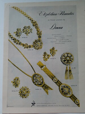 1948 Donna Elizabethan Romantics gold necklace earrings pin