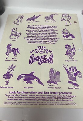 Vintage Lisa Frank Jumbo Sticker Sheet S993 | eBay