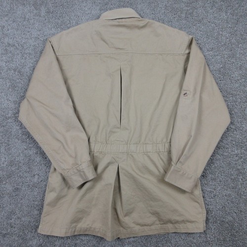 Vintage Woolrich Jacket Mens Medium Beige Militaty Chore Barn Coat Epaulettes - Picture 6 of 10