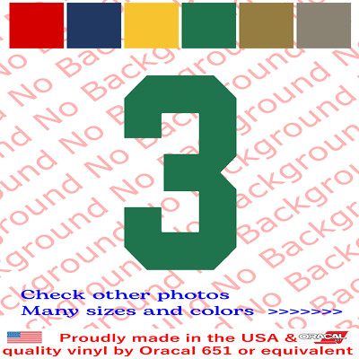 Number Three 3 Vinyl Die Cut Decal Sticker Jersey Sport Athlete Basketball SP046