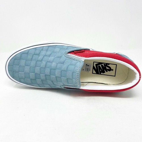 Zapatos informales para mujer Vans clásicos sin cordones (tablero de ajedrez Deboss) gris rojo - Imagen 4 de 5