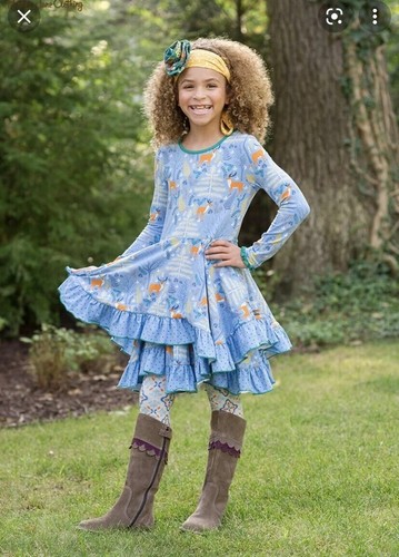 Matilda Jane Make Believe Neck of the Wood Dress Deer Twirl Ruffle Long Sleeve 8