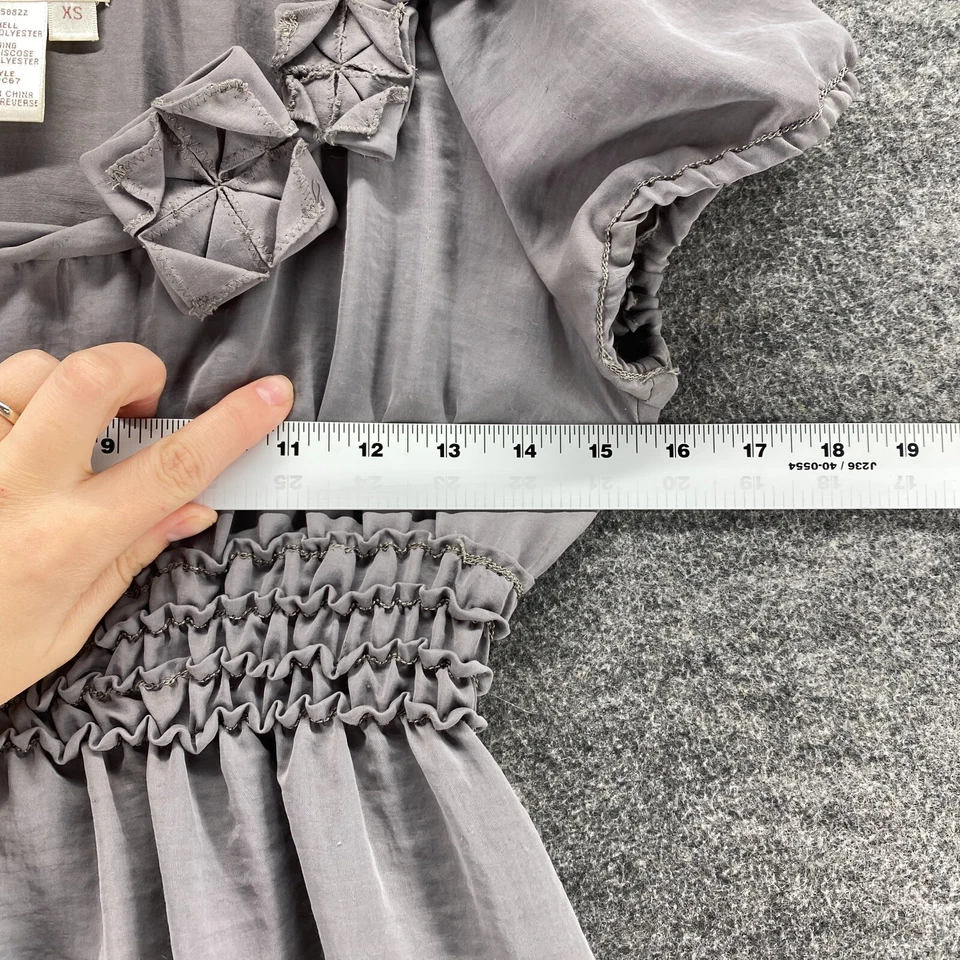 Max Studio Kleid Damen XS grau Etui Midi Gummibund Kurzarm gefüttert - Bild 4 von 4