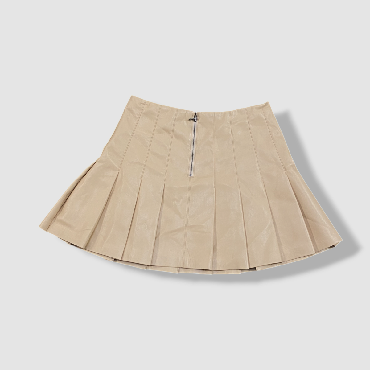 Alice + Olivia Women's Beige Carter Pleated Vegan Leather Mini