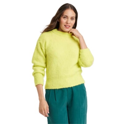 Universal Thread Bright Yellow Fuzzy Brushed Crewneck Sweater