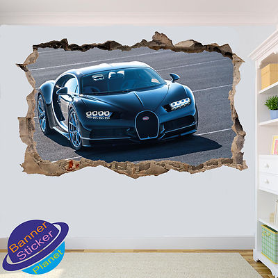 LUXUS SPORT DRAG CAR RACE 3D ZERSCHLAGEN WANDAUFKLEBER ZIMMER DEKOR AUFKLEBER WANDBILD YT0