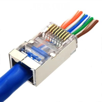 100pcs CAT6 Shielded RJ45 Pass Through Modular Plug Cable Connector End 8P8C #D9