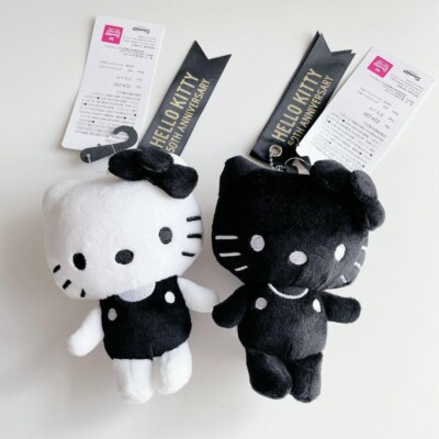 Hello Kitty 50th Anniversary Plush Toy Mascot 2 Set White Black