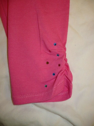 365 Kids Girls Solid Cinch Capri Pants W Rhinestones Size 6 Pink New - Picture 2 of 2