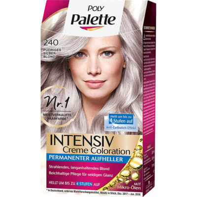 POLY PALETTE Intensiv Creme Coloration 240 Pudriges Silberblond  Stufe 3  115 Ml